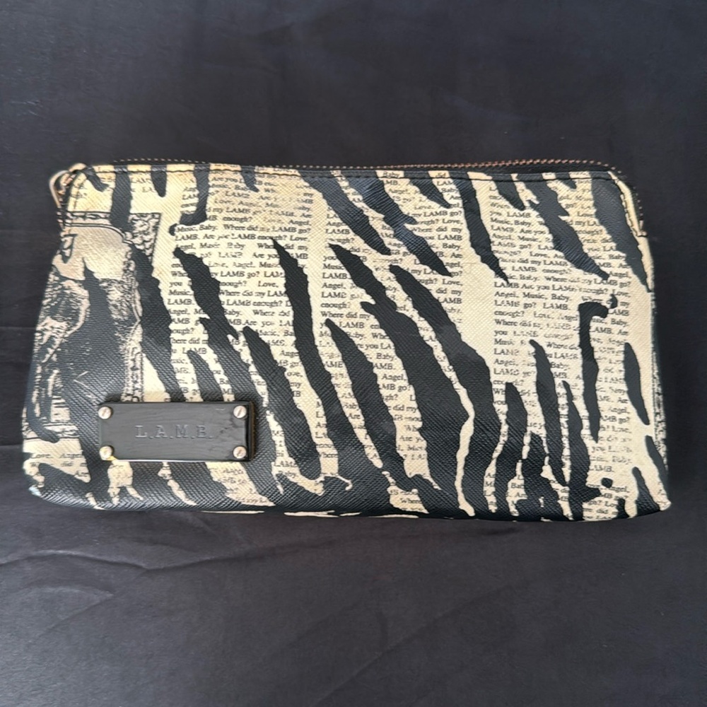 L.A.M.B. Newsprint Zebra Cosmetic bag